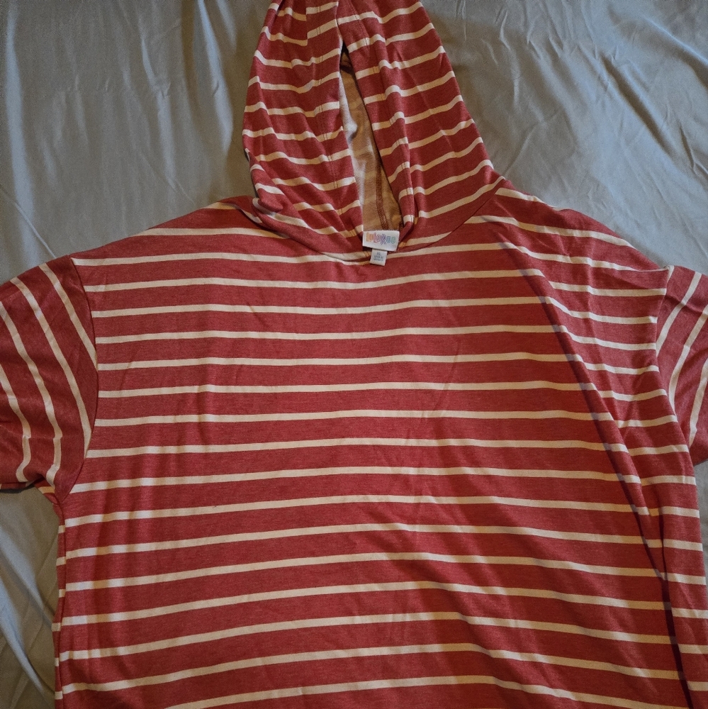 Red and white striped LuLaRoe Frankie
